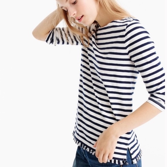 J. Crew Boatneck Striped Tee Size Small - Picture 2 of 12